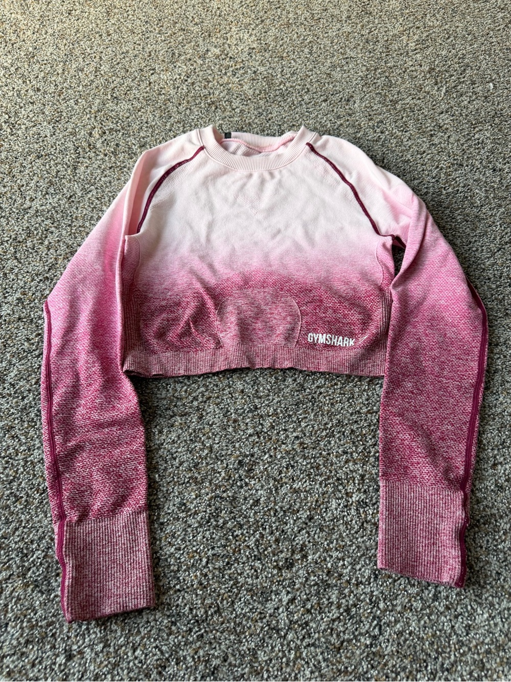 Gymshark Adapt Ombre Seamless Long Sleeve Crop Top Pink Burgundy Workout Gym